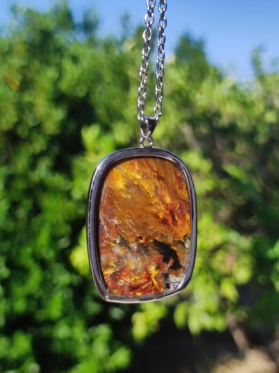 Pietersite gold rot - 925 Sterling Silber Edelstein Kette Natur Schutz Rarität Heilstein Kristall Mann Frau Er Sie Geschenk Schimmer - Art of Nature Berlin