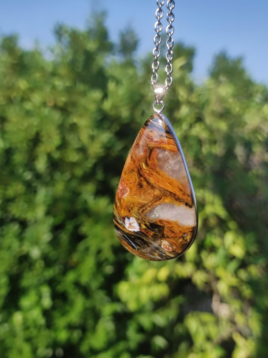 Pietersite gold rot - 925 Sterling Silber Edelstein Kette Natur Schutz Rarität Heilstein Kristall Mann Frau Er Sie Geschenk Schimmer - Art of Nature Berlin
