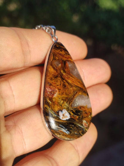 Pietersite gold rot - 925 Sterling Silber Edelstein Kette Natur Schutz Rarität Heilstein Kristall Mann Frau Er Sie Geschenk Schimmer - Art of Nature Berlin