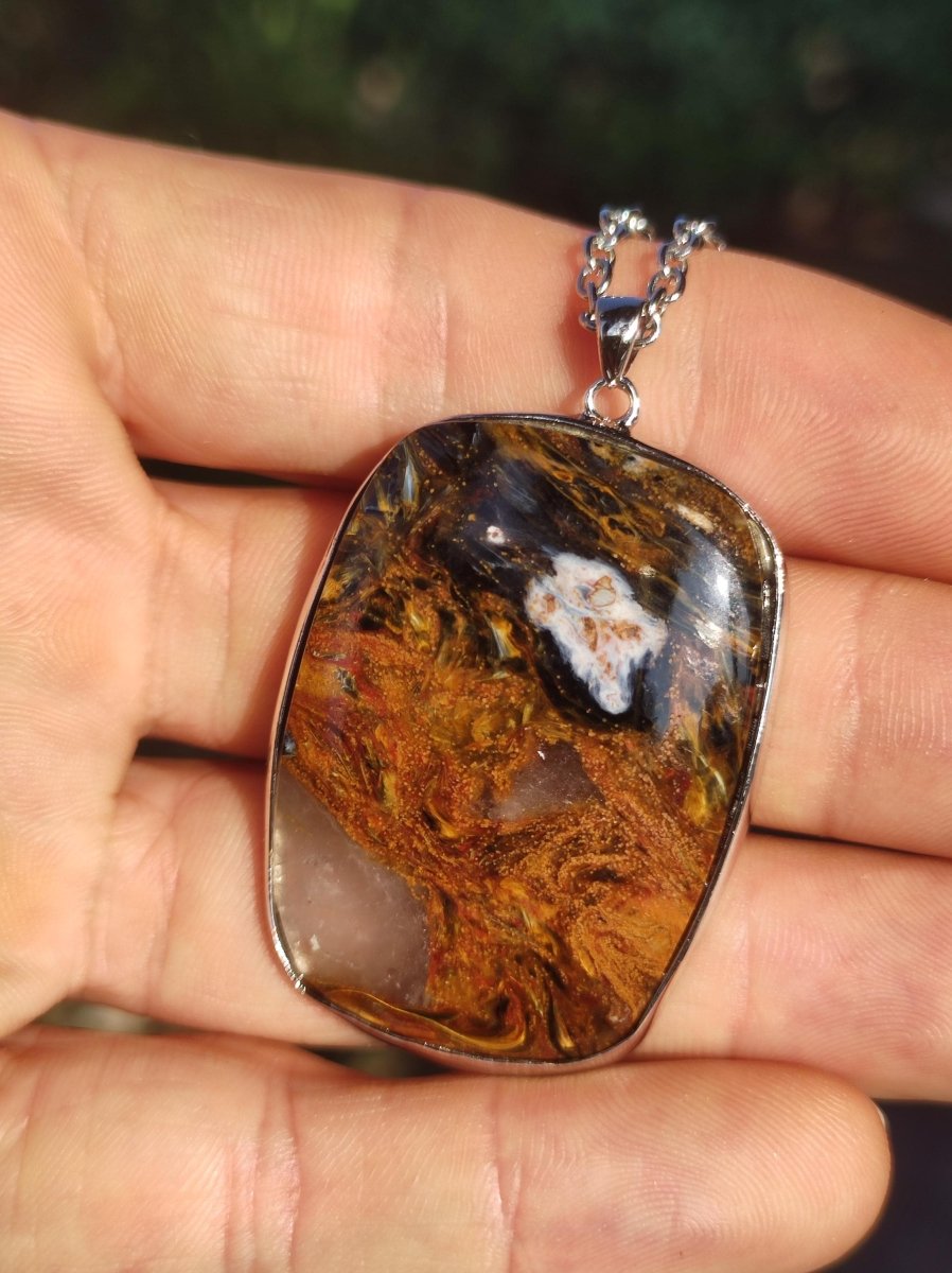 Pietersite gold rot - 925 Sterling Silber Edelstein Kette Natur Schutz Rarität Heilstein Kristall Mann Frau Er Sie Geschenk Schimmer - Art of Nature Berlin