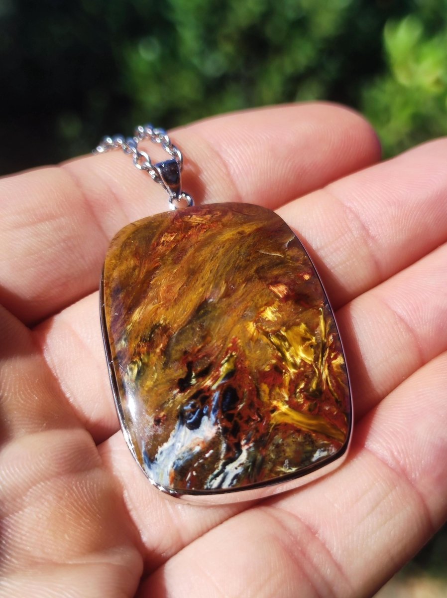 Pietersite gold rot - 925 Sterling Silber Edelstein Kette Natur Schutz Rarität Heilstein Kristall Mann Frau Er Sie Geschenk Schimmer - Art of Nature Berlin