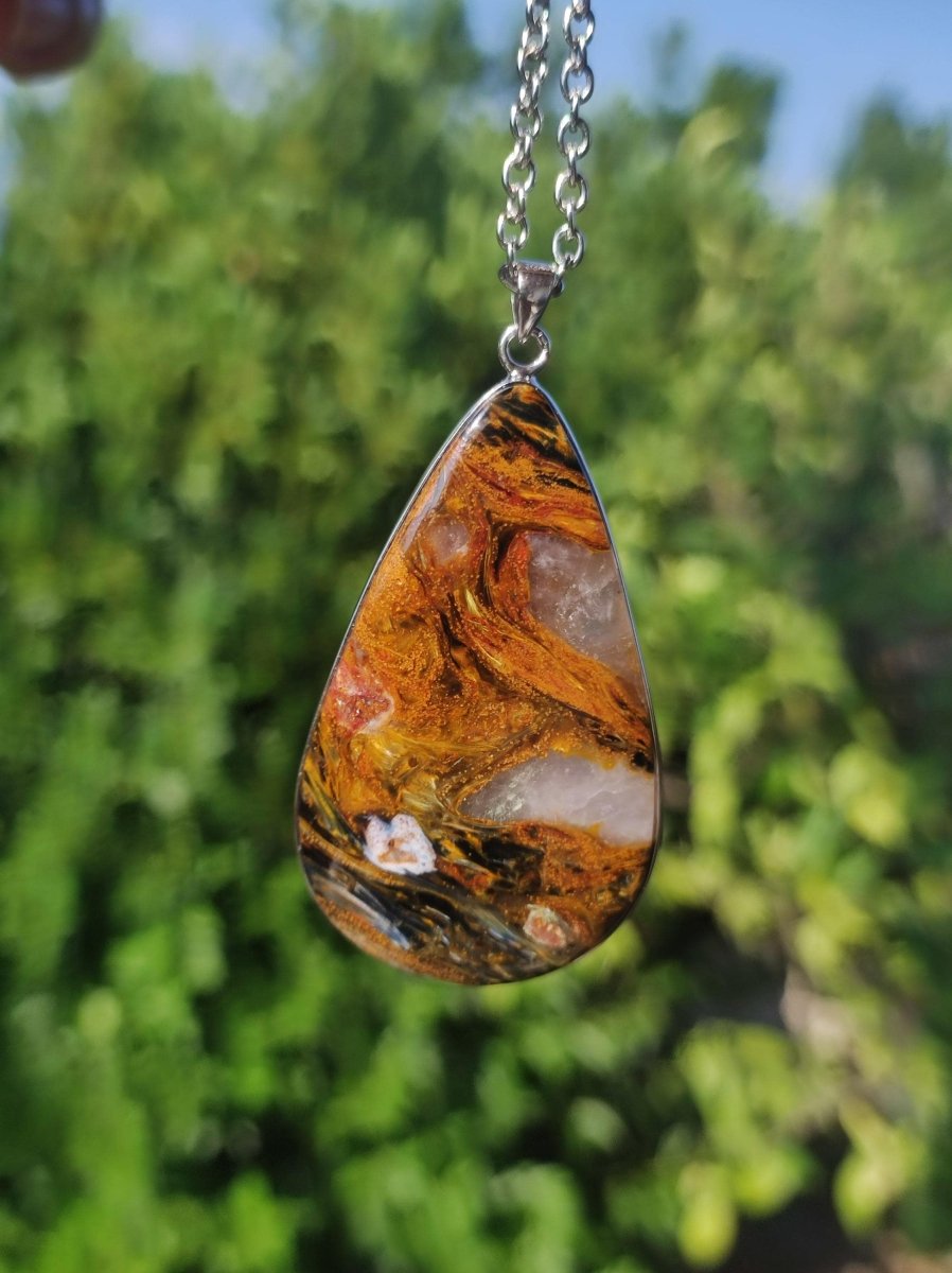 Pietersite gold rot - 925 Sterling Silber Edelstein Kette Natur Schutz Rarität Heilstein Kristall Mann Frau Er Sie Geschenk Schimmer - Art of Nature Berlin