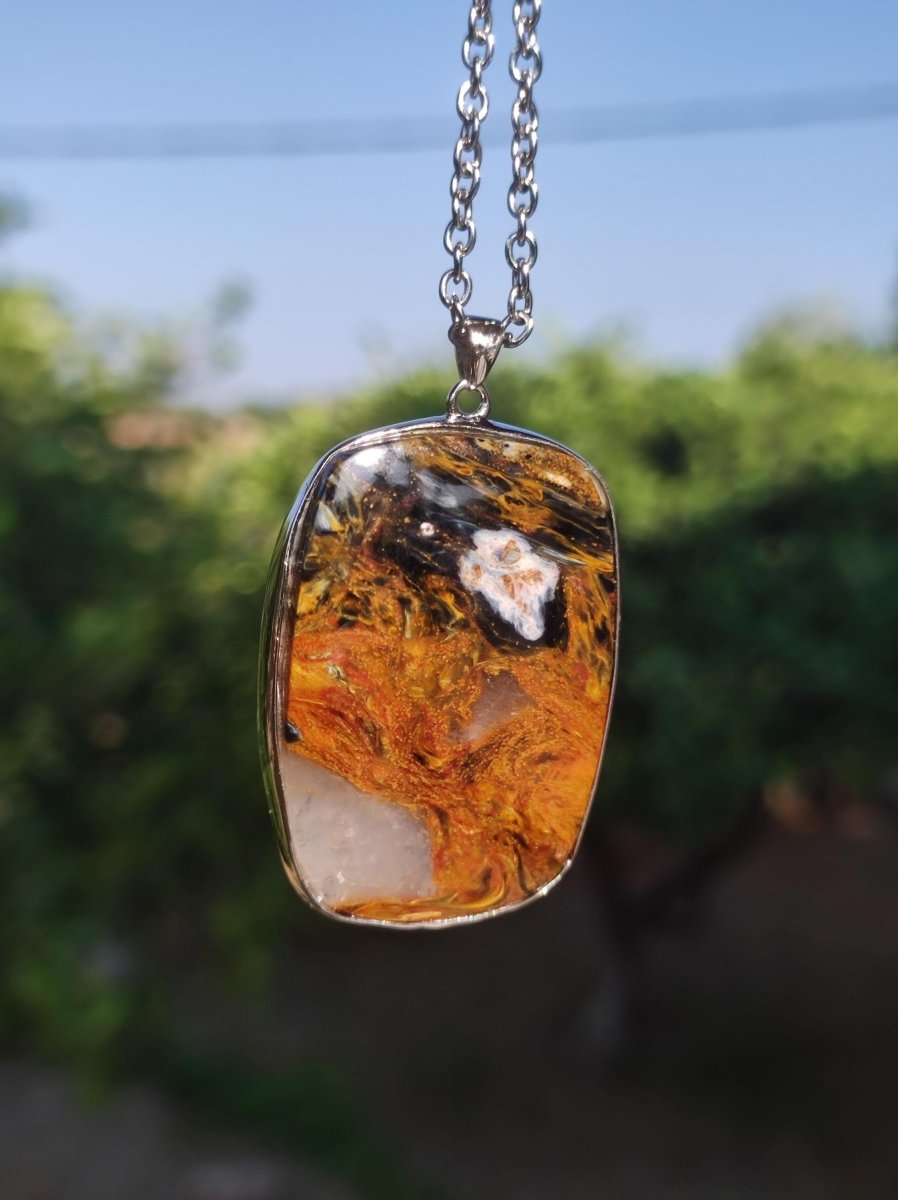 Pietersite gold rot - 925 Sterling Silber Edelstein Kette Natur Schutz Rarität Heilstein Kristall Mann Frau Er Sie Geschenk Schimmer - Art of Nature Berlin