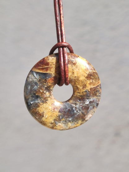 Pietersite gold rot blau - Edelstein Donut Kette Rarität selten Schutz Heilstein Kristall HIPPIE Boho Tibet Ethno Mann Frau Geschenk Er Sie - Art of Nature Berlin