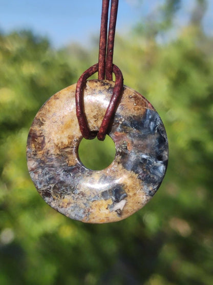 Pietersite gold rot blau - Edelstein Donut Kette Rarität selten Schutz Heilstein Kristall HIPPIE Boho Tibet Ethno Mann Frau Geschenk Er Sie - Art of Nature Berlin