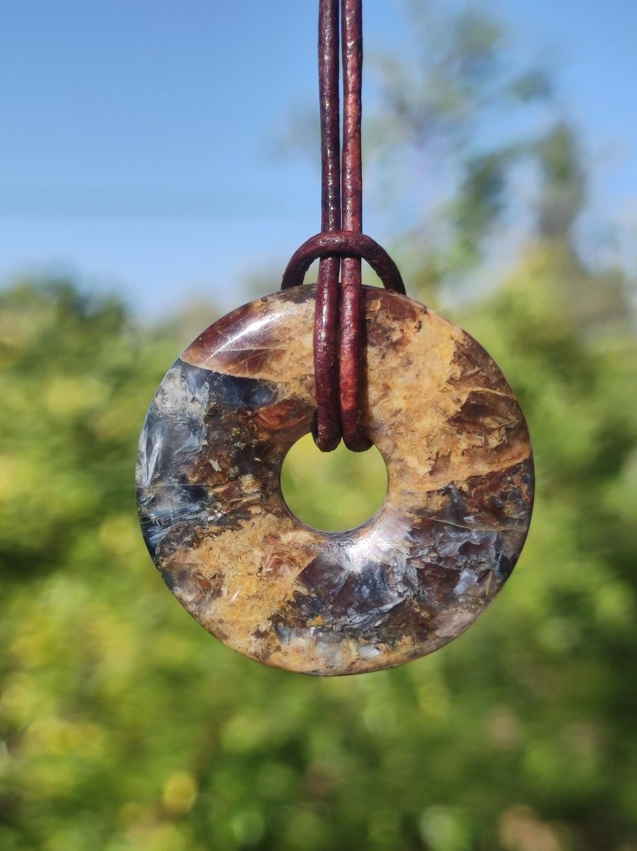Pietersite gold rot blau - Edelstein Donut Kette Rarität selten Schutz Heilstein Kristall HIPPIE Boho Tibet Ethno Mann Frau Geschenk Er Sie - Art of Nature Berlin