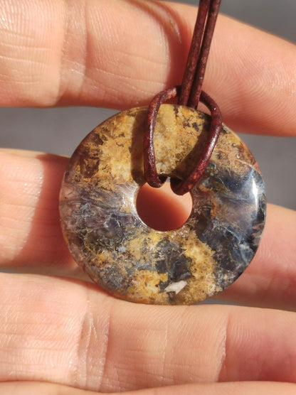 Pietersite gold rot blau - Edelstein Donut Kette Rarität selten Schutz Heilstein Kristall HIPPIE Boho Tibet Ethno Mann Frau Geschenk Er Sie - Art of Nature Berlin