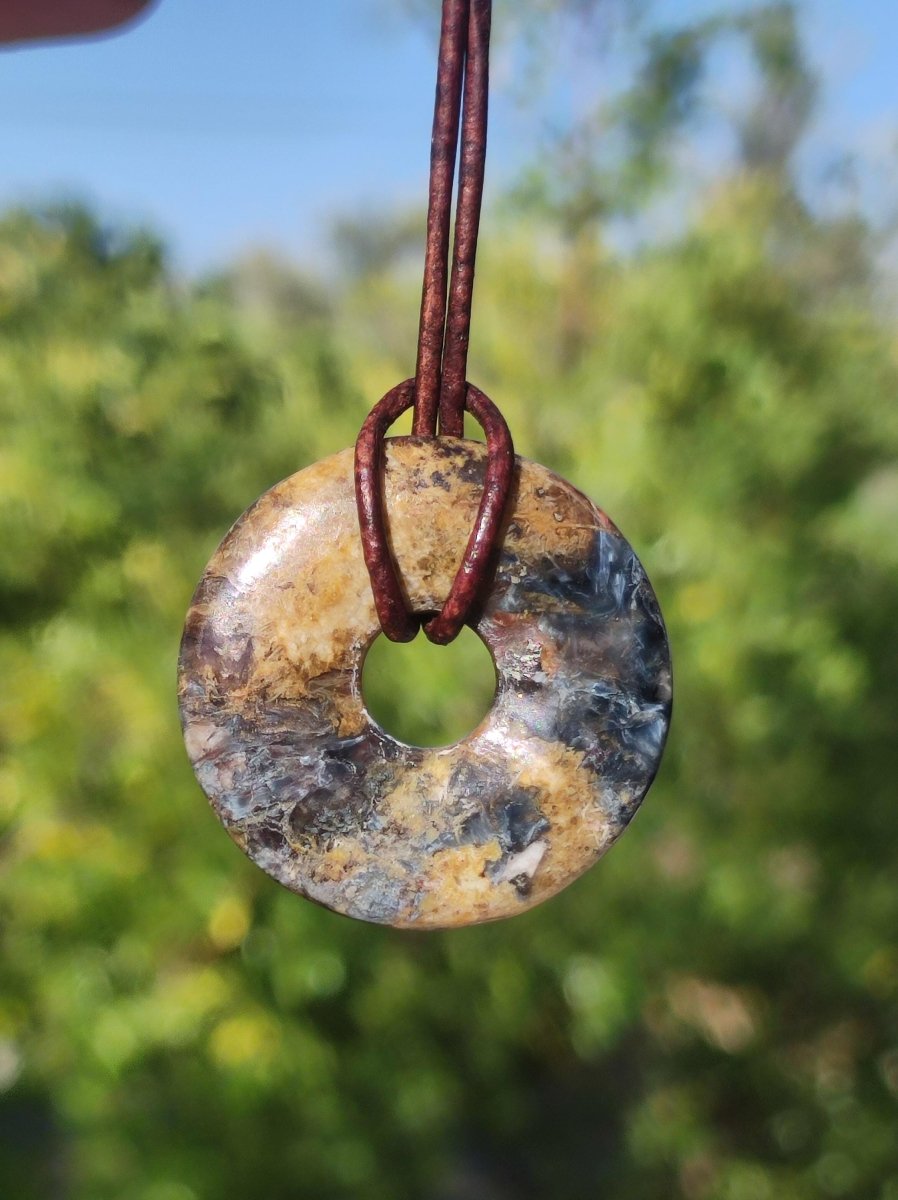 Pietersite gold rot blau - Edelstein Donut Kette Rarität selten Schutz Heilstein Kristall HIPPIE Boho Tibet Ethno Mann Frau Geschenk Er Sie - Art of Nature Berlin