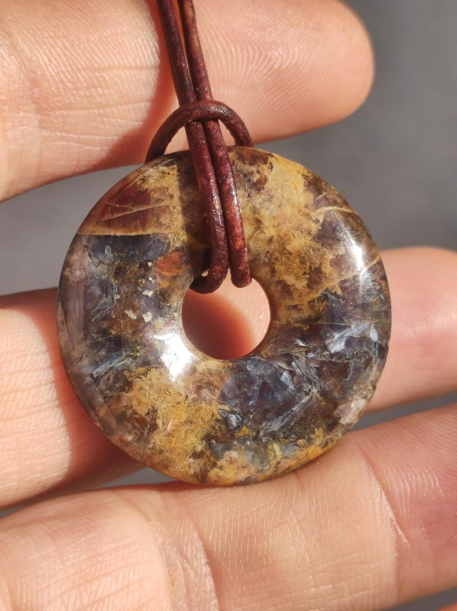 Pietersite gold rot blau - Edelstein Donut Kette Rarität selten Schutz Heilstein Kristall HIPPIE Boho Tibet Ethno Mann Frau Geschenk Er Sie - Art of Nature Berlin