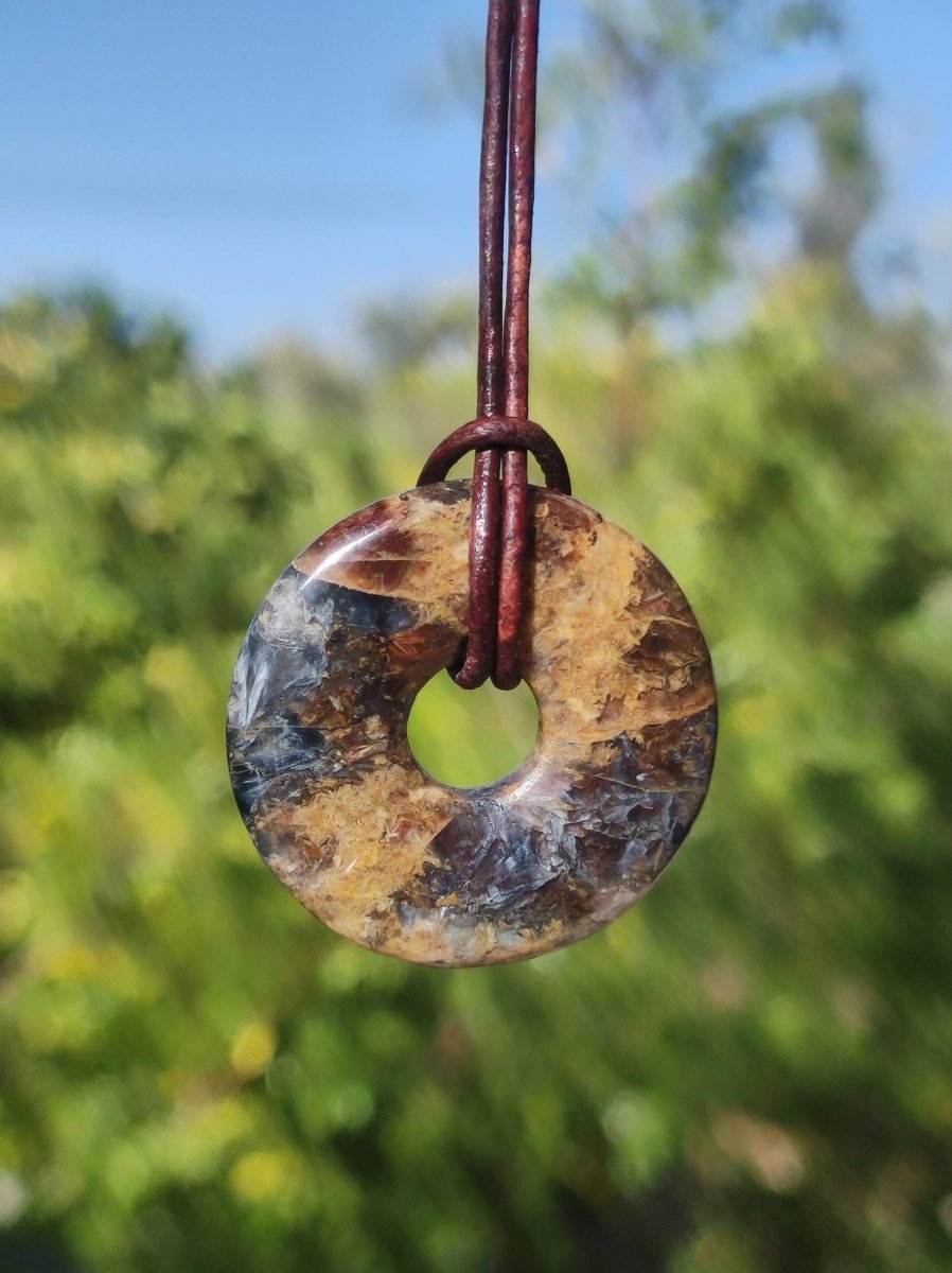 Pietersite gold rot blau - Edelstein Donut Kette Rarität selten Schutz Heilstein Kristall HIPPIE Boho Tibet Ethno Mann Frau Geschenk Er Sie - Art of Nature Berlin