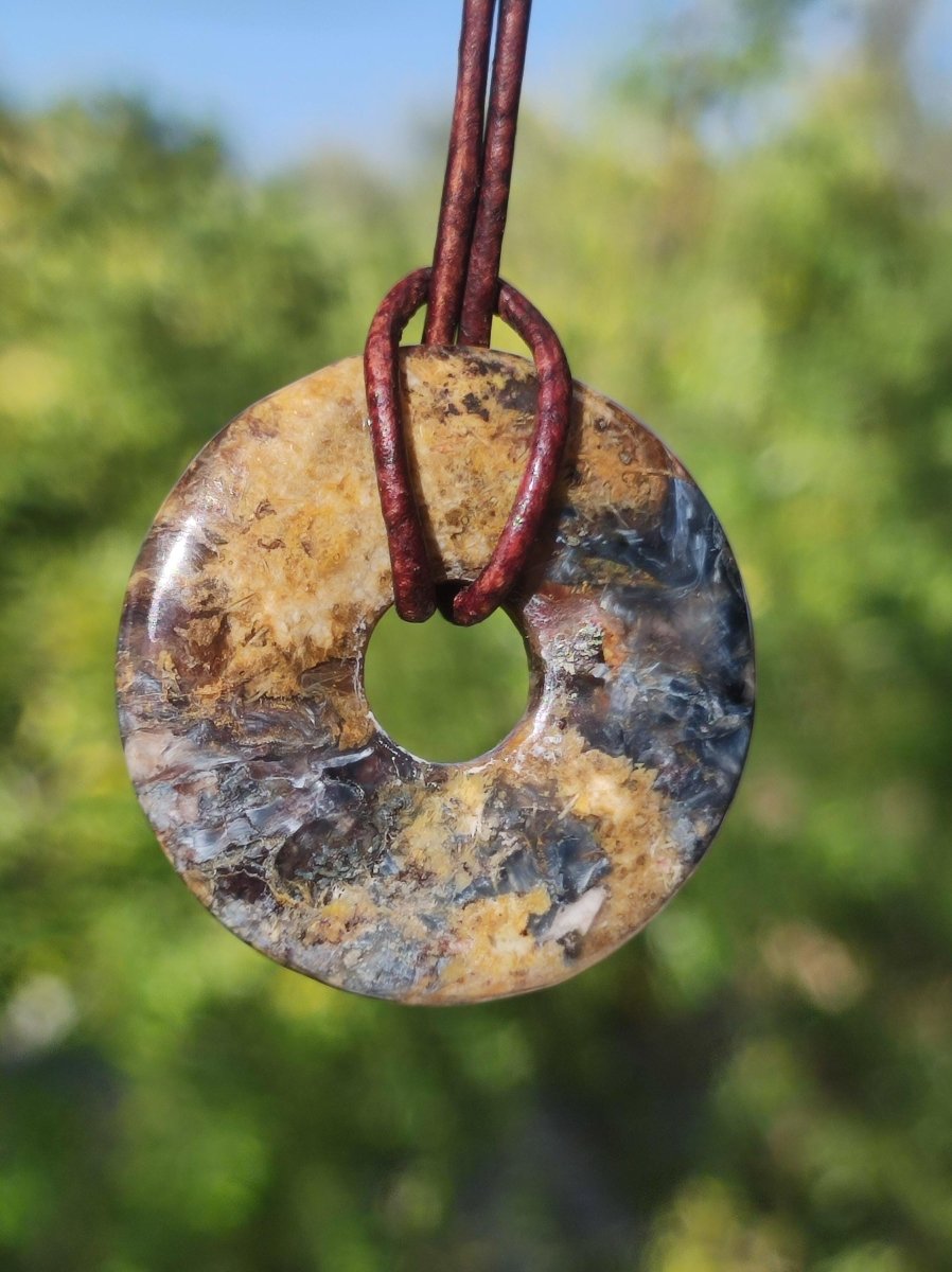 Pietersite gold rot blau - Edelstein Donut Kette Rarität selten Schutz Heilstein Kristall HIPPIE Boho Tibet Ethno Mann Frau Geschenk Er Sie - Art of Nature Berlin