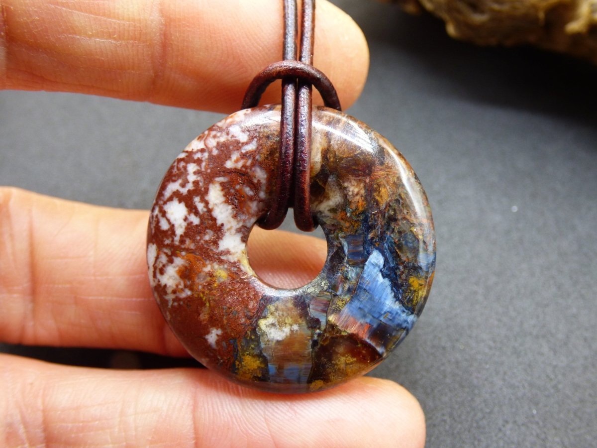 Pietersite gold rot blau ~ Edelstein Kette ~HIPPIE ~GOA ~Boho ~Tibet ~Ethno ~Nature ~Donut ~Schutzsymbol ~Heilstein ~Rarität - Art of Nature Berlin