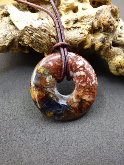 Pietersite gold rot blau ~ Edelstein Kette ~HIPPIE ~GOA ~Boho ~Tibet ~Ethno ~Nature ~Donut ~Schutzsymbol ~Heilstein ~Rarität - Art of Nature Berlin