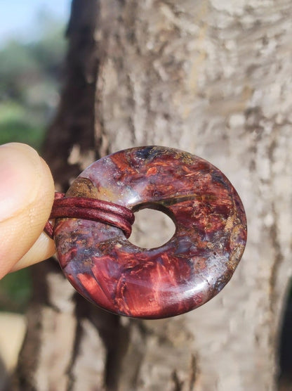 Pietersite gold & rot ~ Edelstein Kette ~HIPPIE ~GOA ~Boho ~Tibet ~Ethno ~Nature ~Donut ~Schutzsymbol ~Rarität - Art of Nature Berlin