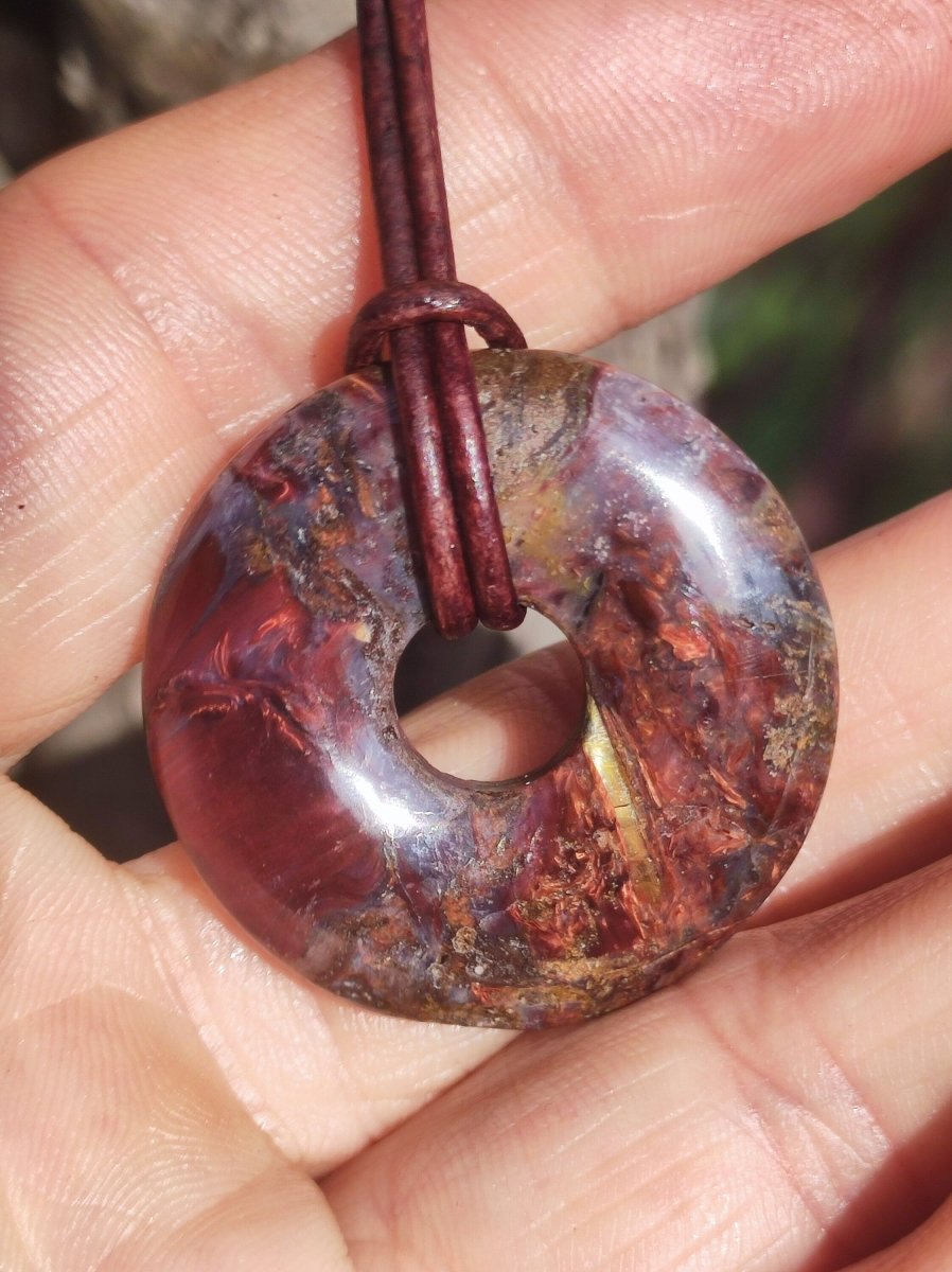 Pietersite gold & rot ~ Edelstein Kette ~HIPPIE ~GOA ~Boho ~Tibet ~Ethno ~Nature ~Donut ~Schutzsymbol ~Rarität - Art of Nature Berlin