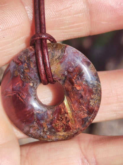 Pietersite gold & rot ~ Edelstein Kette ~HIPPIE ~GOA ~Boho ~Tibet ~Ethno ~Nature ~Donut ~Schutzsymbol ~Rarität - Art of Nature Berlin