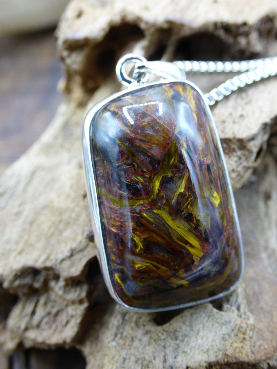 Pietersite golden 925 Sterling Silber ~ Edelstein Kette ~HIPPIE ~GOA ~Boho ~Tibet ~Ethno ~Nature ~Schutzsymbol ~Rarität - Art of Nature Berlin