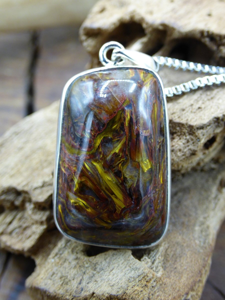 Pietersite golden 925 Sterling Silber ~ Edelstein Kette ~HIPPIE ~GOA ~Boho ~Tibet ~Ethno ~Nature ~Schutzsymbol ~Rarität - Art of Nature Berlin