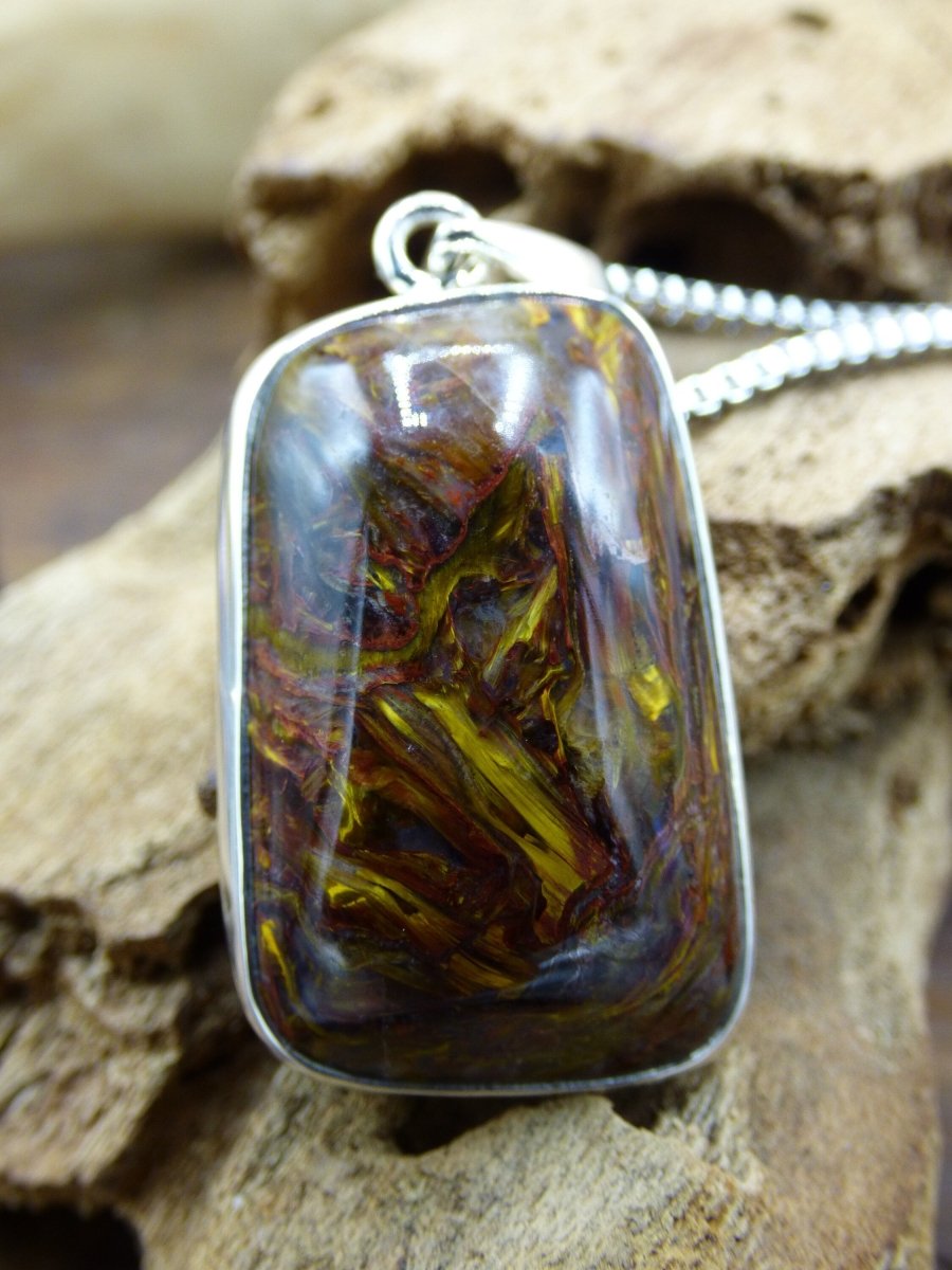 Pietersite golden 925 Sterling Silber ~ Edelstein Kette ~HIPPIE ~GOA ~Boho ~Tibet ~Ethno ~Nature ~Schutzsymbol ~Rarität - Art of Nature Berlin