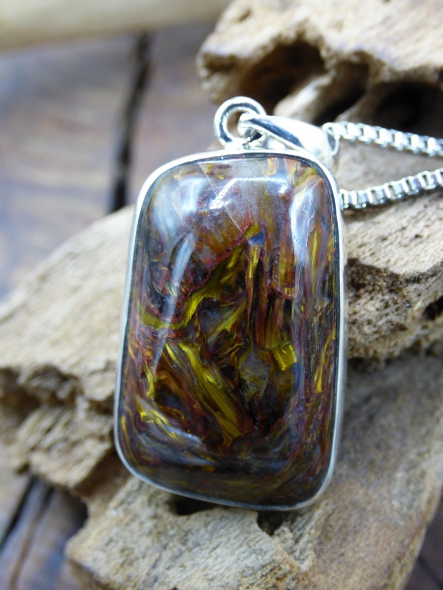 Pietersite golden 925 Sterling Silber ~ Edelstein Kette ~HIPPIE ~GOA ~Boho ~Tibet ~Ethno ~Nature ~Schutzsymbol ~Rarität - Art of Nature Berlin