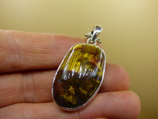 Pietersite golden ~ 925 Sterling Silber ~ Edelstein Kette ~HIPPIE ~GOA ~Boho ~Tibet ~Ethno ~Nature ~Schutzsymbol ~Rarität - Art of Nature Berlin