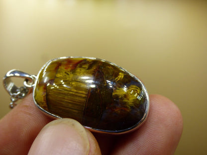 Pietersite golden ~ 925 Sterling Silber ~ Edelstein Kette ~HIPPIE ~GOA ~Boho ~Tibet ~Ethno ~Nature ~Schutzsymbol ~Rarität - Art of Nature Berlin