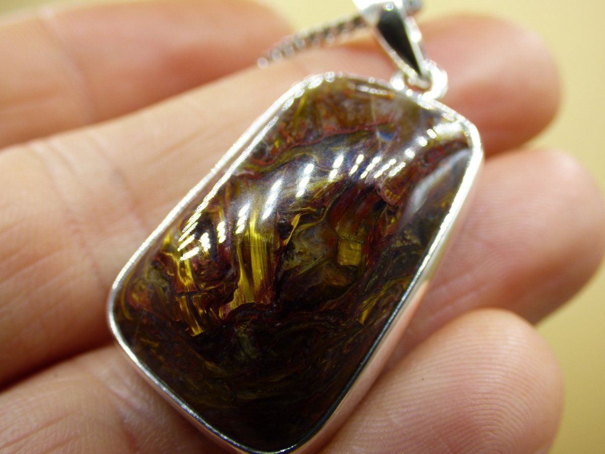 Pietersite golden 925 Sterling Silber ~ Edelstein Kette ~HIPPIE ~GOA ~Boho ~Tibet ~Ethno ~Nature ~Schutzsymbol ~Rarität - Art of Nature Berlin