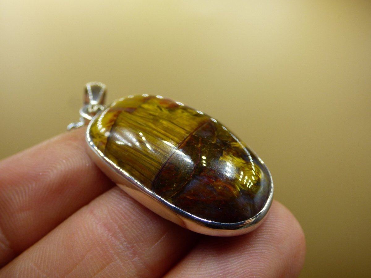 Pietersite golden ~ 925 Sterling Silber ~ Edelstein Kette ~HIPPIE ~GOA ~Boho ~Tibet ~Ethno ~Nature ~Schutzsymbol ~Rarität - Art of Nature Berlin