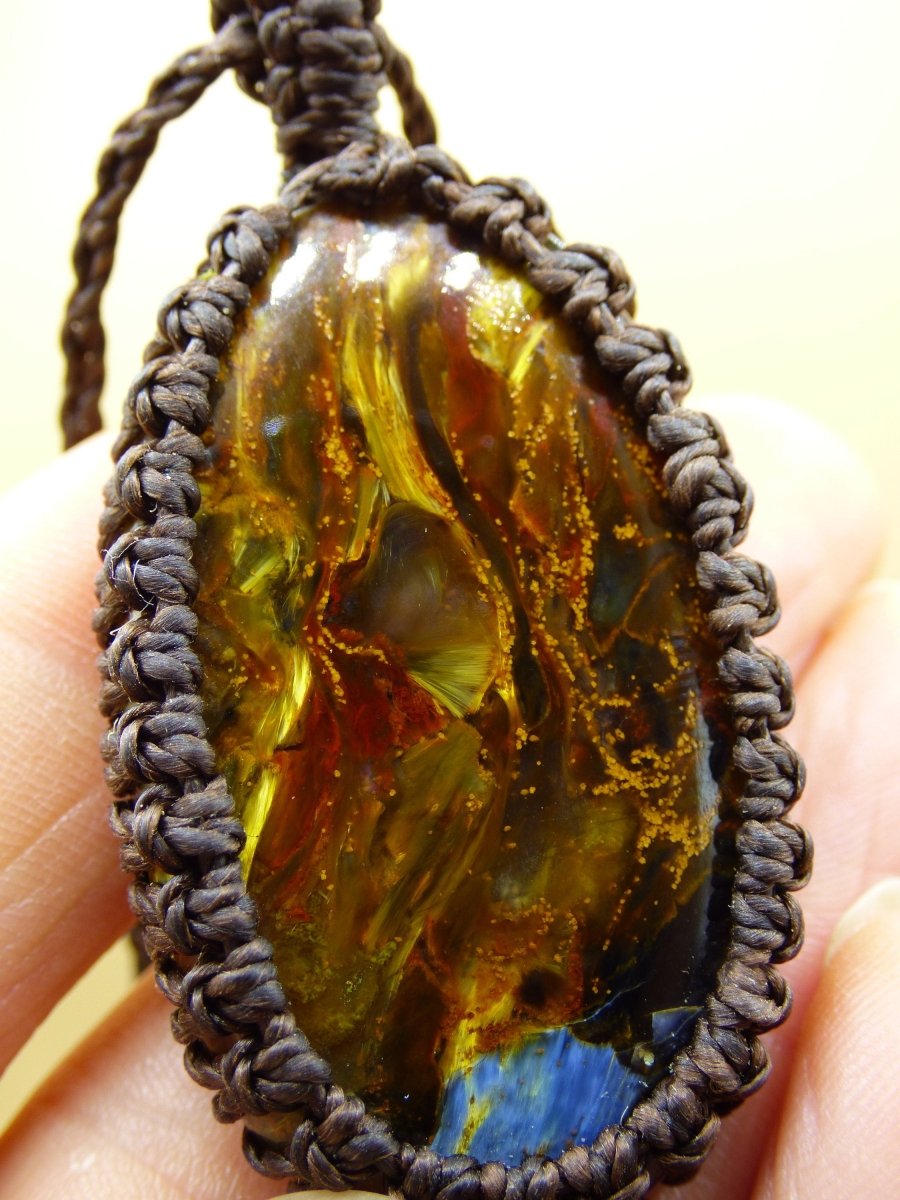 Pietersite Golden ~ Makramee Edelstein Kette ~HIPPIE ~GOA ~Boho ~Ethno ~Nature ~Heilstein ~Flash ~Fire ~Fluss ~Blitz ~Rarität - Art of Nature Berlin