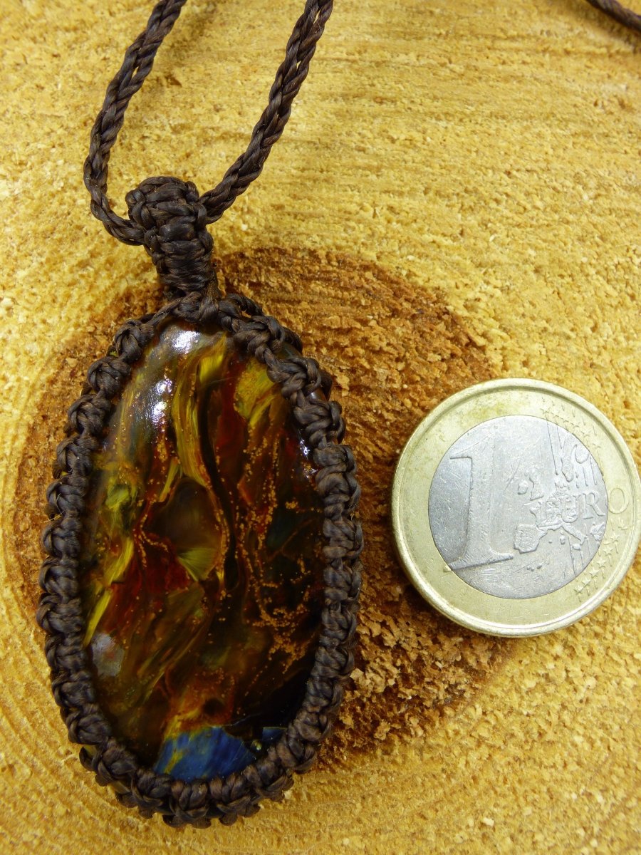 Pietersite Golden ~ Makramee Edelstein Kette ~HIPPIE ~GOA ~Boho ~Ethno ~Nature ~Heilstein ~Flash ~Fire ~Fluss ~Blitz ~Rarität - Art of Nature Berlin