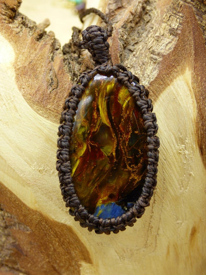 Pietersite Golden ~ Makramee Edelstein Kette ~HIPPIE ~GOA ~Boho ~Ethno ~Nature ~Heilstein ~Flash ~Fire ~Fluss ~Blitz ~Rarität - Art of Nature Berlin