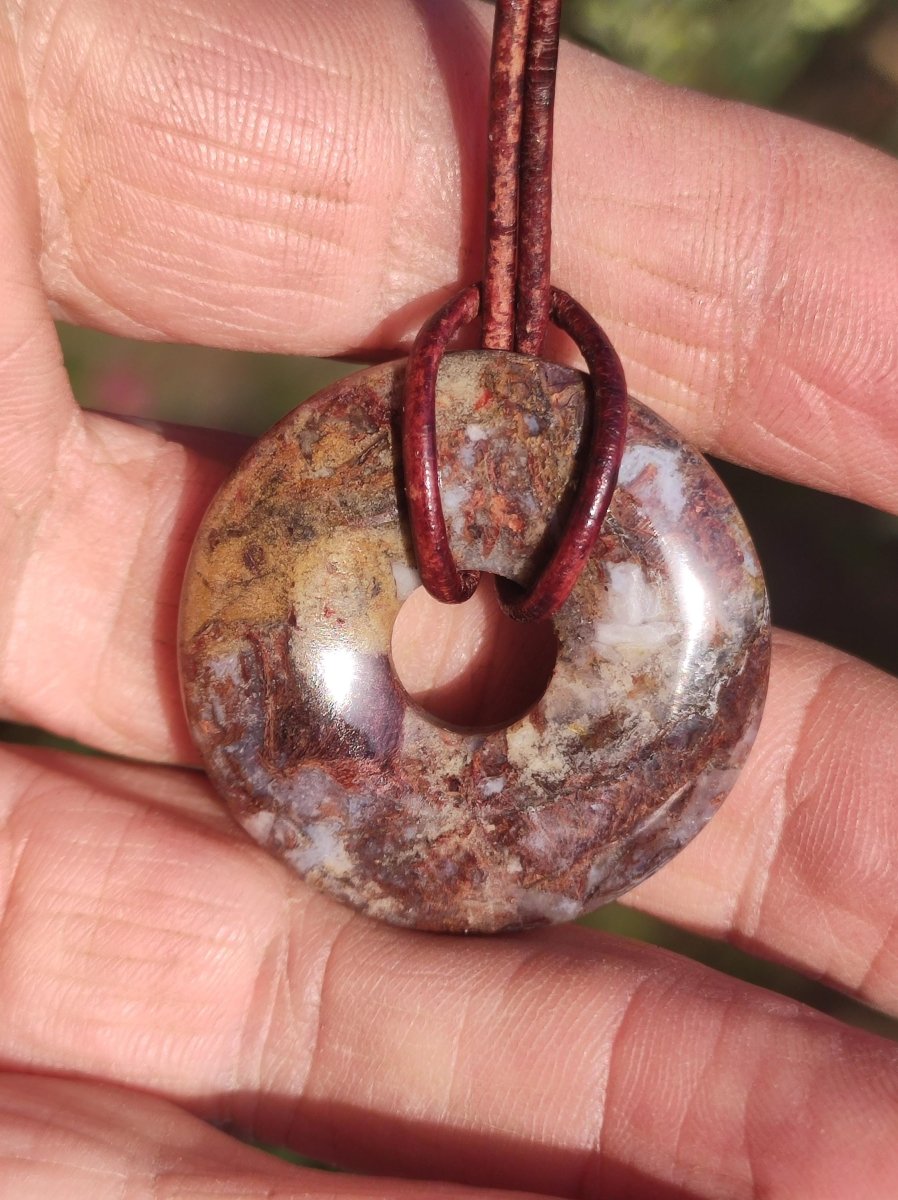 Pietersite rot braun gold Edelstein Donut Kette Rarität selten Schutzsymbol Heilstein Kristall HIPPIE Boho Ethno Mann Frau Geschenk Er Sie - Art of Nature Berlin