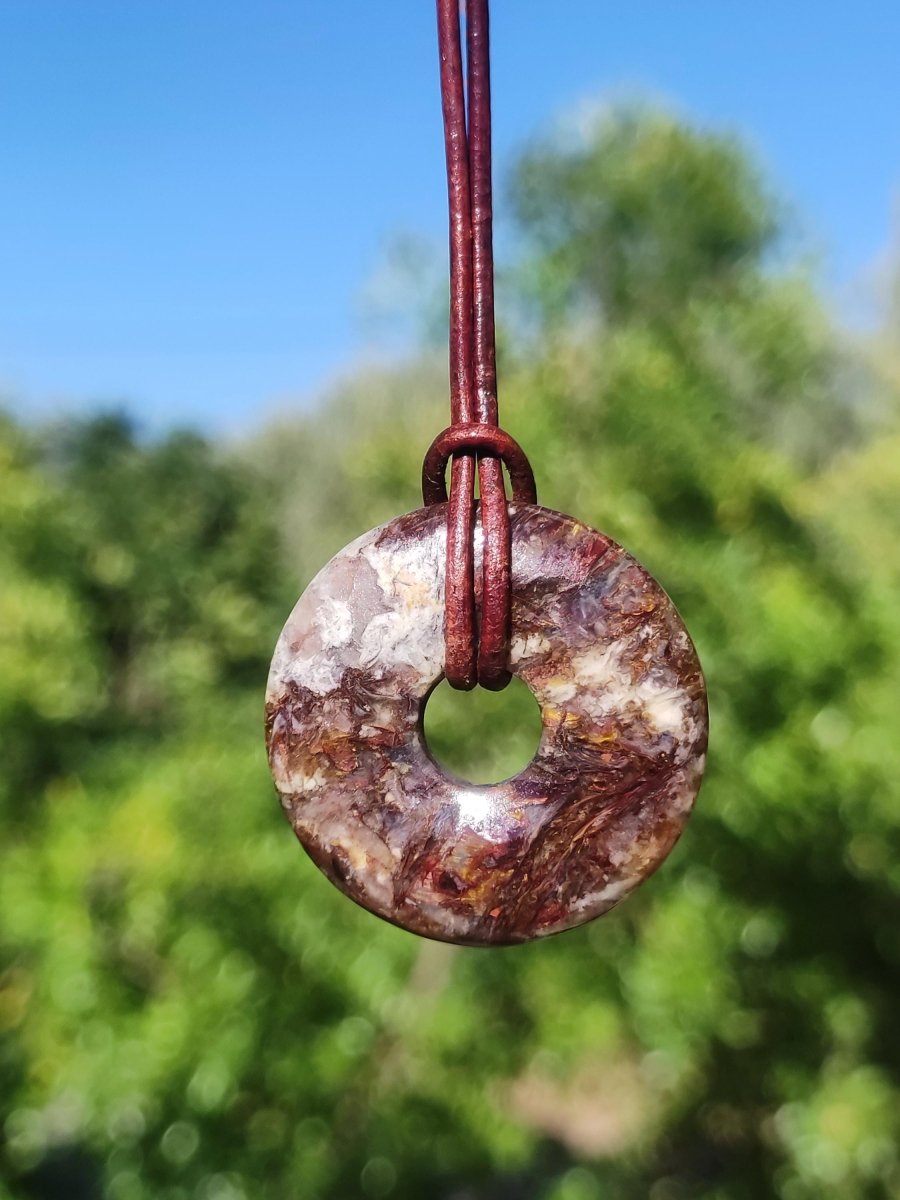 Pietersite rot braun gold Edelstein Donut Kette Rarität selten Schutzsymbol Heilstein Kristall HIPPIE Boho Ethno Mann Frau Geschenk Er Sie - Art of Nature Berlin