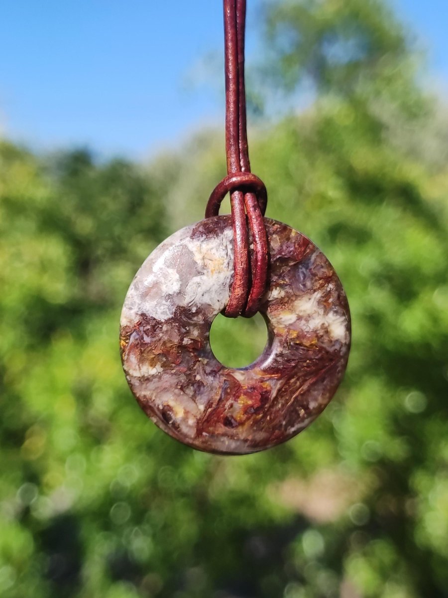 Pietersite rot braun gold Edelstein Donut Kette Rarität selten Schutzsymbol Heilstein Kristall HIPPIE Boho Ethno Mann Frau Geschenk Er Sie - Art of Nature Berlin