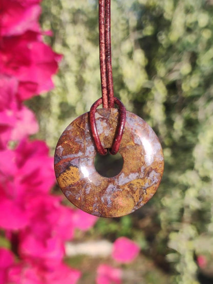 Pietersite rot braun gold Edelstein Donut Kette Rarität selten Schutzsymbol Heilstein Kristall HIPPIE Boho Ethno Mann Frau Geschenk Er Sie - Art of Nature Berlin