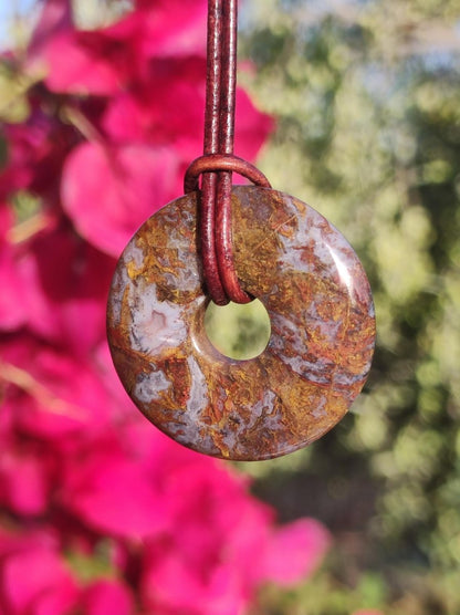 Pietersite rot braun gold Edelstein Donut Kette Rarität selten Schutzsymbol Heilstein Kristall HIPPIE Boho Ethno Mann Frau Geschenk Er Sie - Art of Nature Berlin