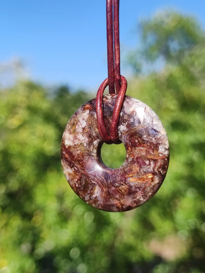 Pietersite rot braun gold Edelstein Donut Kette Rarität selten Schutzsymbol Heilstein Kristall HIPPIE Boho Ethno Mann Frau Geschenk Er Sie - Art of Nature Berlin