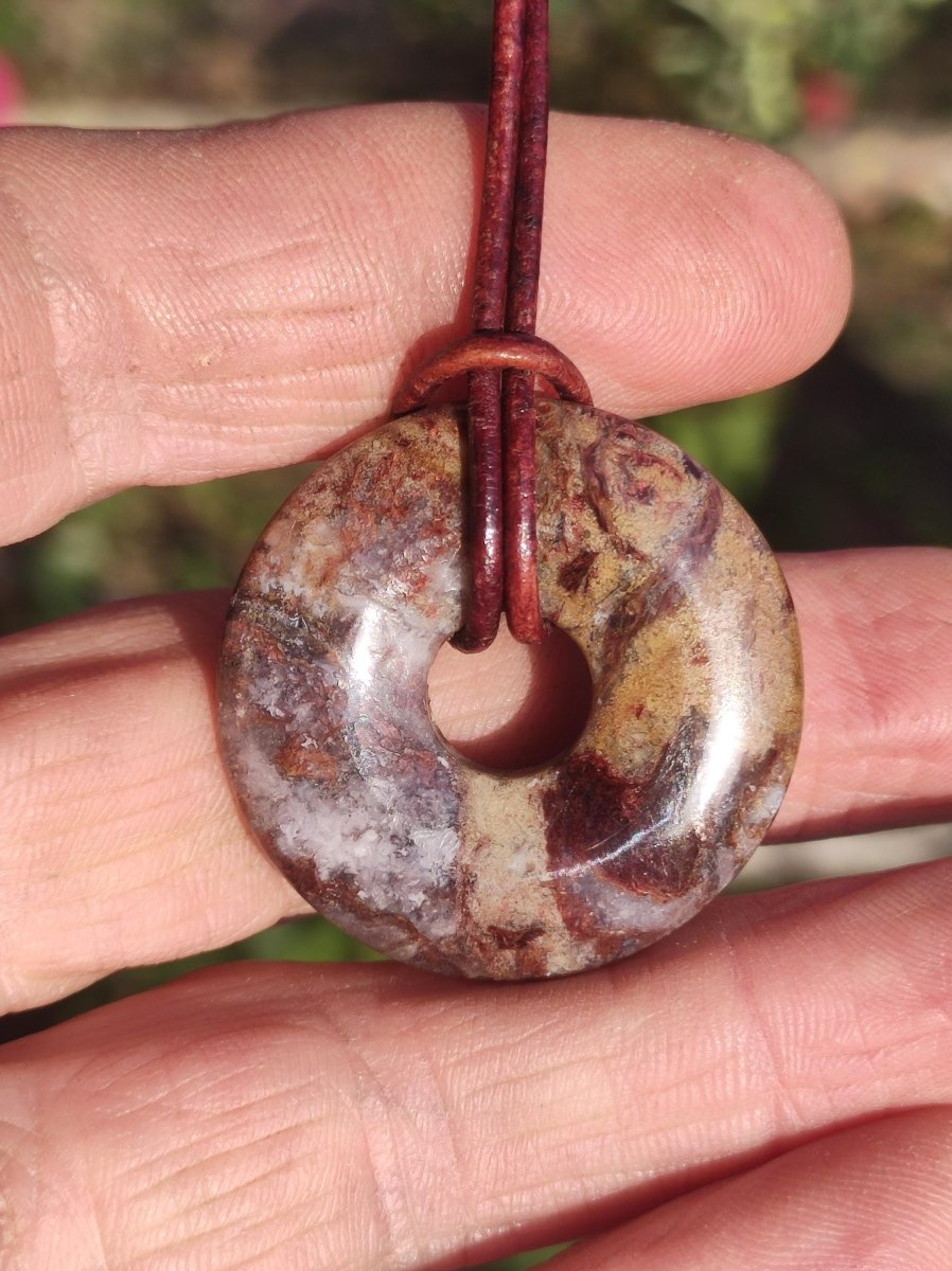 Pietersite rot braun gold Edelstein Donut Kette Rarität selten Schutzsymbol Heilstein Kristall HIPPIE Boho Ethno Mann Frau Geschenk Er Sie - Art of Nature Berlin