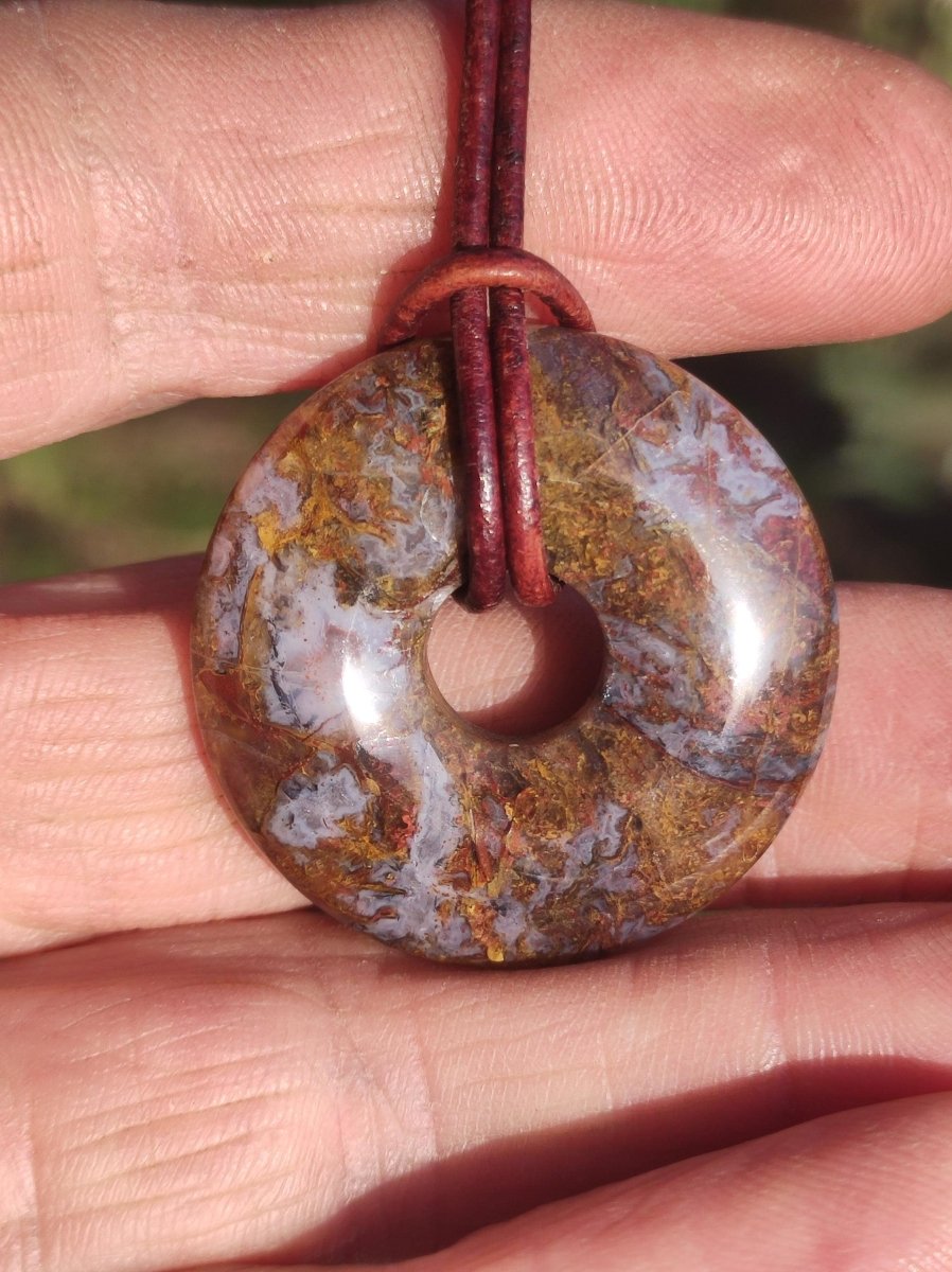 Pietersite rot braun gold Edelstein Donut Kette Rarität selten Schutzsymbol Heilstein Kristall HIPPIE Boho Ethno Mann Frau Geschenk Er Sie - Art of Nature Berlin