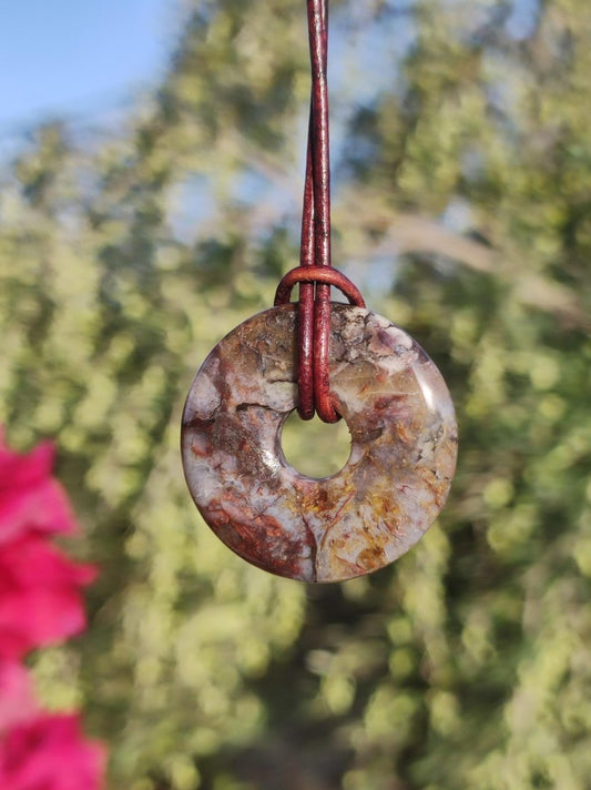 Pietersite rot braun gold Edelstein Donut Kette Rarität selten Schutzsymbol Heilstein Kristall HIPPIE Boho Ethno Mann Frau Geschenk Er Sie - Art of Nature Berlin