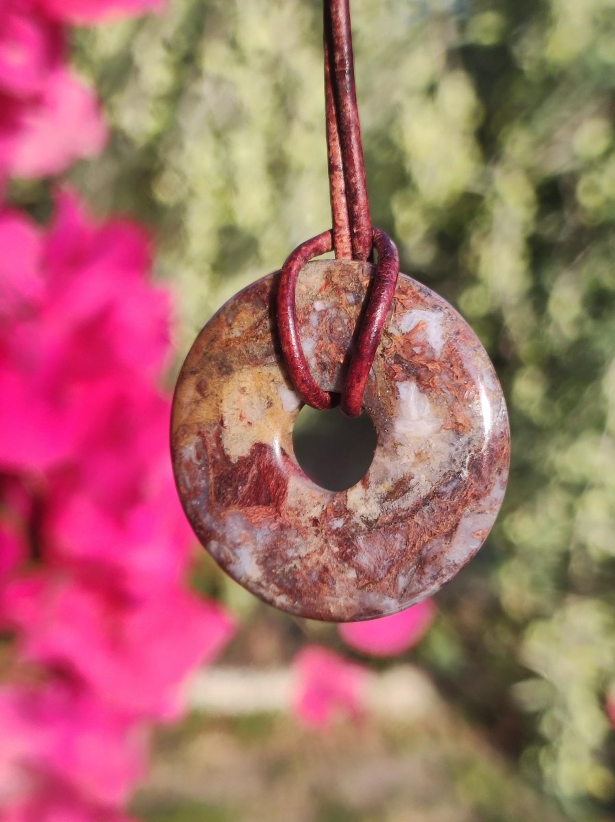 Pietersite rot braun gold Edelstein Donut Kette Rarität selten Schutzsymbol Heilstein Kristall HIPPIE Boho Ethno Mann Frau Geschenk Er Sie - Art of Nature Berlin