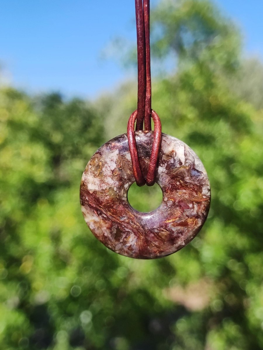 Pietersite rot braun gold Edelstein Donut Kette Rarität selten Schutzsymbol Heilstein Kristall HIPPIE Boho Ethno Mann Frau Geschenk Er Sie - Art of Nature Berlin