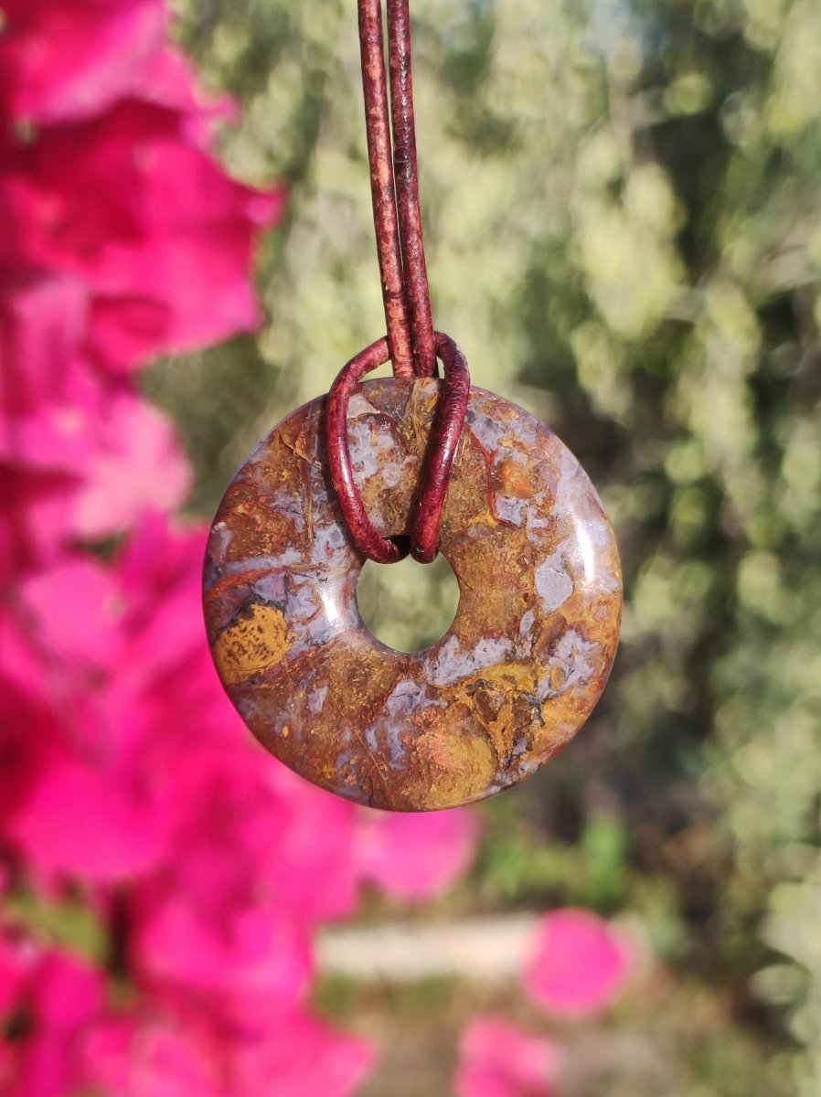 Pietersite rot braun gold Edelstein Donut Kette Rarität selten Schutzsymbol Heilstein Kristall HIPPIE Boho Ethno Mann Frau Geschenk Er Sie - Art of Nature Berlin