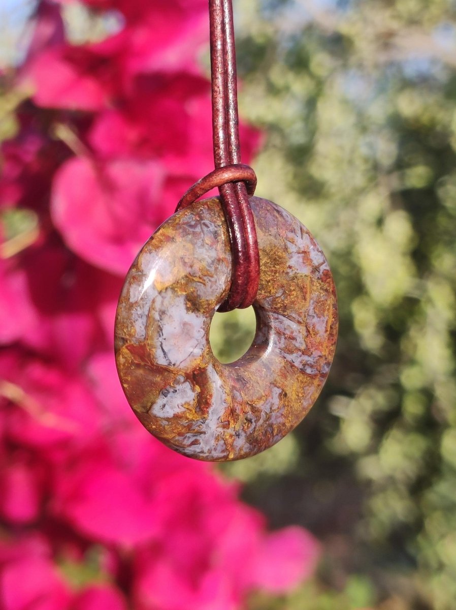 Pietersite rot braun gold Edelstein Donut Kette Rarität selten Schutzsymbol Heilstein Kristall HIPPIE Boho Ethno Mann Frau Geschenk Er Sie - Art of Nature Berlin