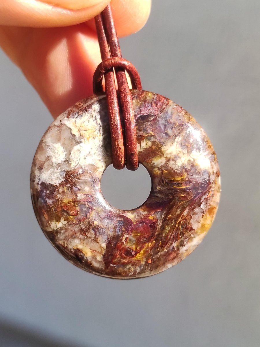 Pietersite rot braun gold Edelstein Donut Kette Rarität selten Schutzsymbol Heilstein Kristall HIPPIE Boho Ethno Mann Frau Geschenk Er Sie - Art of Nature Berlin