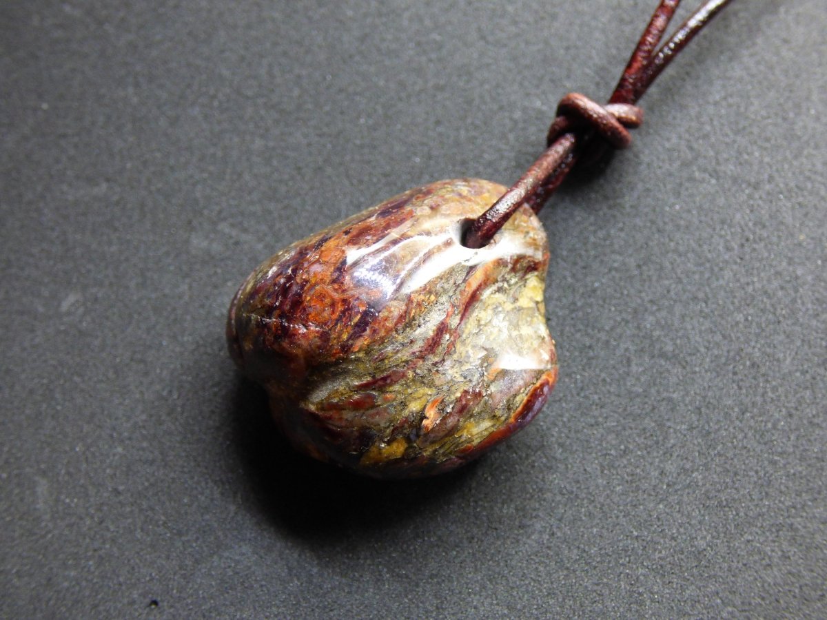 Pietersite rot ~ Edelstein Kette ~HIPPIE ~GOA ~Boho ~Ethno ~Nature ~Heilstein ~Flash ~Fire ~Fluss ~Blitz ~Rarität - Art of Nature Berlin