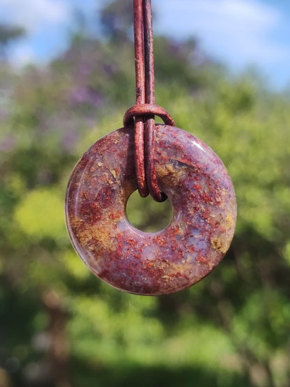 Pietersite rot & gold - Edelstein Donut Kette Rarität selten Schutz Heilstein Kristall HIPPIE Boho Tibet Ethno Mann Frau Geschenk Er Sie - Art of Nature Berlin