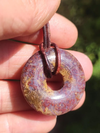 Pietersite rot & gold - Edelstein Donut Kette Rarität selten Schutz Heilstein Kristall HIPPIE Boho Tibet Ethno Mann Frau Geschenk Er Sie - Art of Nature Berlin