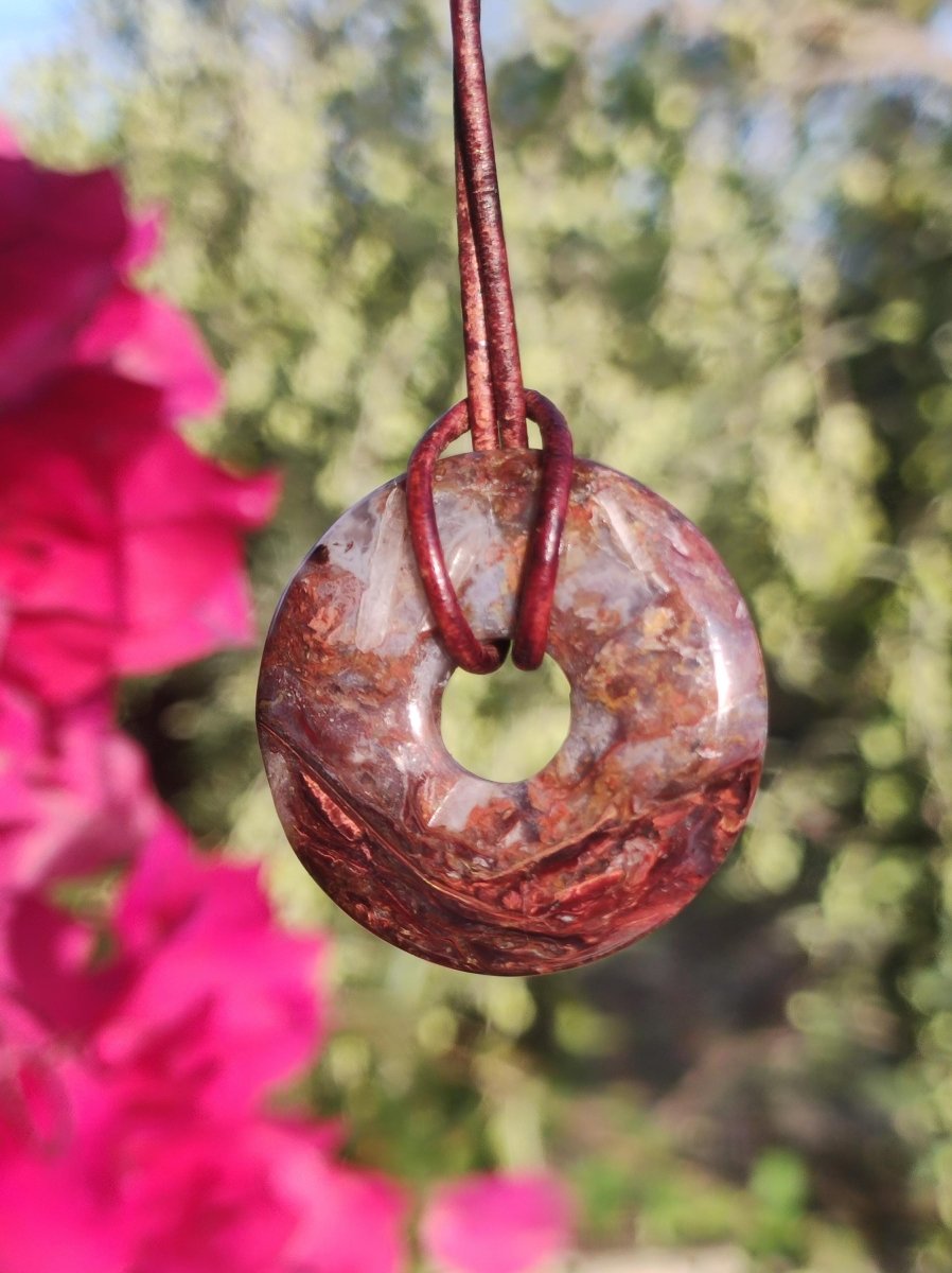 Pietersite rot gold Edelstein Donut Kette Rarität selten Schutzsymbol Heilstein Kristall HIPPIE Boho Ethno Mann Frau Geschenk Er Sie - Art of Nature Berlin