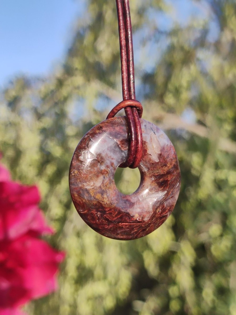 Pietersite rot gold Edelstein Donut Kette Rarität selten Schutzsymbol Heilstein Kristall HIPPIE Boho Ethno Mann Frau Geschenk Er Sie - Art of Nature Berlin